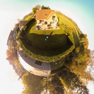 Drone, telepilote, photo aérienne, mini planète